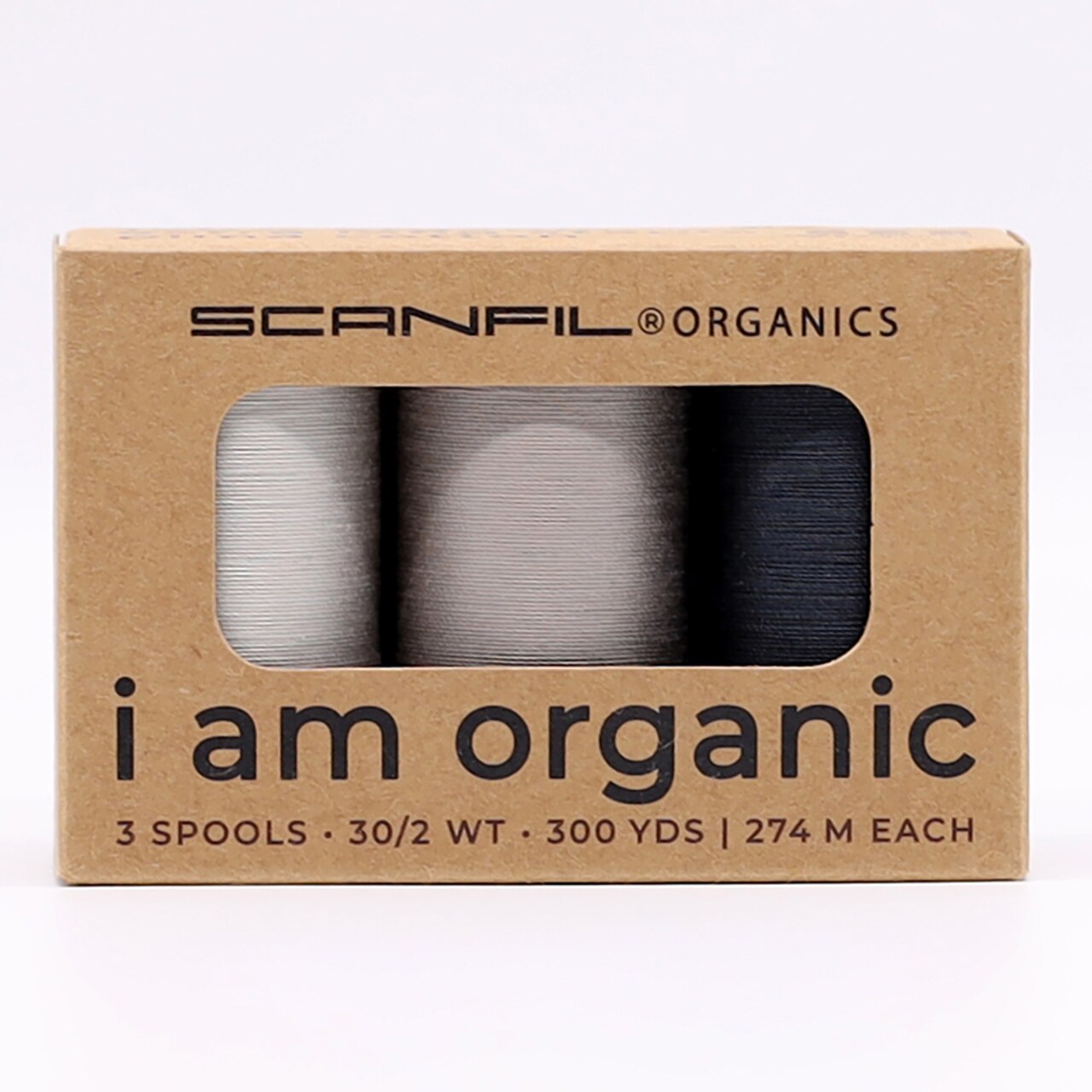 30wt Organic Pima Cotton Thread Trio Set 3ct Stormy Grays 300 Yards Spools